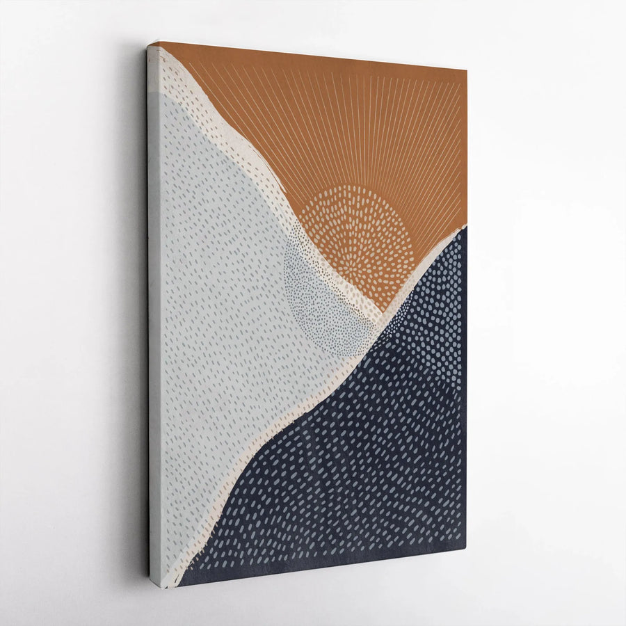 Boho Mountain Sunset Canvas Print | Abstract Geometric Landscape Wall Art | Premium Thick Gallery Wrap | Modern Home Decor Gift