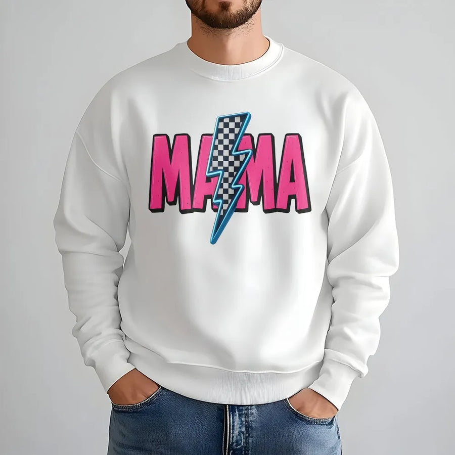Retro Neon Mama Sweatshirt | Vibrant 70s Style Graphic Print | Premium Cotton Blend Comfort | Gift for Cool Moms and New Mothers