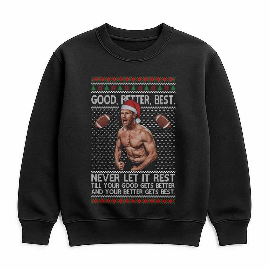 Football Player Ugly Christmas Sweatshirt | Motivational Quote Graphic Print | Premium Cotton Blend Crewneck | Funny Sports Fan Holiday Gift Idea