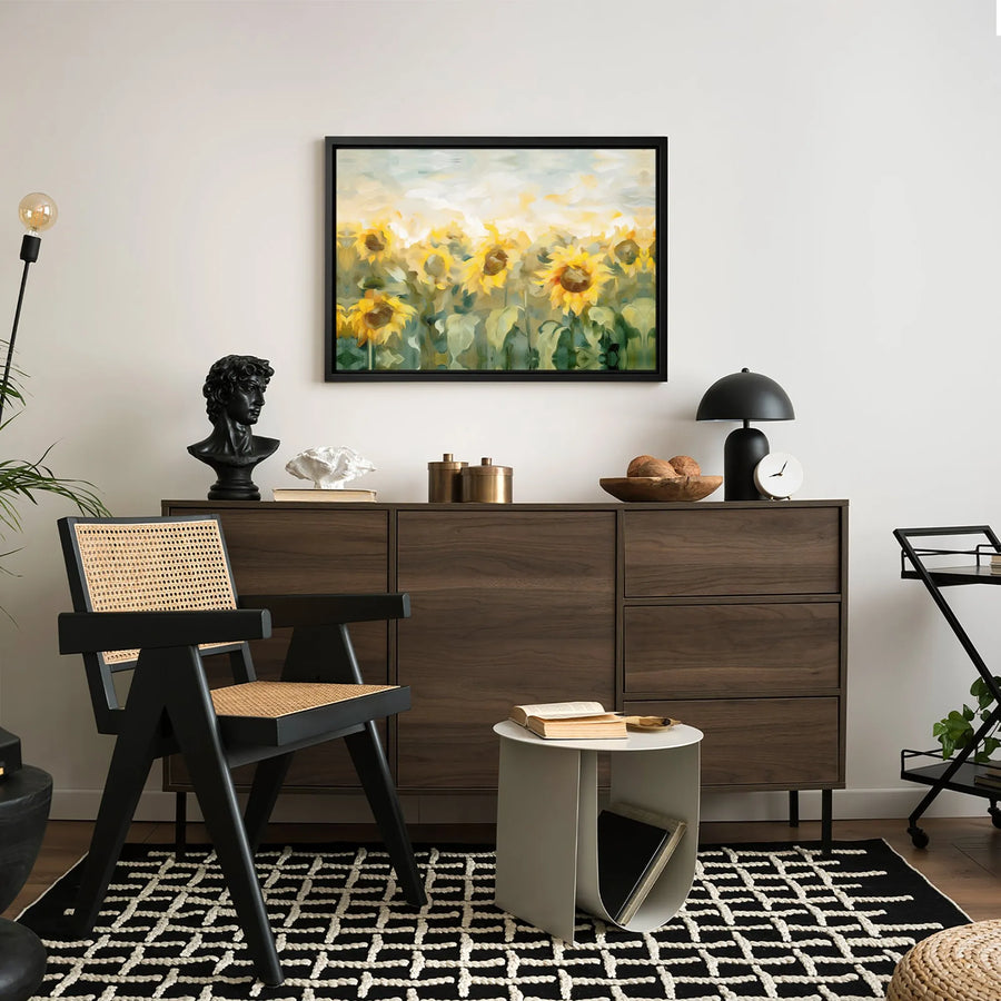 Sunflower Field Wall Art | Abstract Floral Canvas Print | Gallery-Quality 1.25 Inch Wrap | Nature Home Decor Gift for Living Room