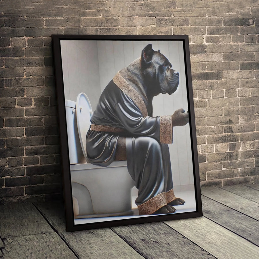 Cane Corso Bathroom Wall Art | Funny Dog in Robe Canvas Print | Premium 1.25" Gallery Wrap | Unique Gift for Dog Lovers and Pet Owners