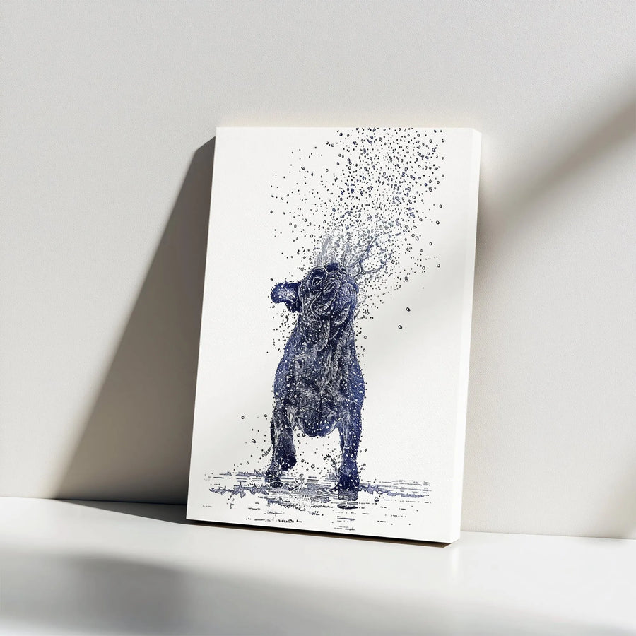 French Bulldog Canvas Wall Art | Wet Dog Splashing Water Sketch | Premium Gallery Wrap Decor | Unique Gift for Dog Lovers
