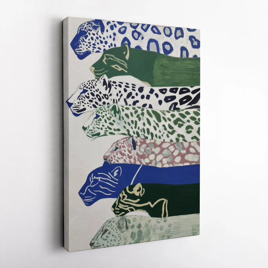 Abstract Leopard Canvas Wall Art | Modern Stacked Big Cat Illustration | Premium Gallery Wrapped Canvas | Contemporary Home Decor Gift