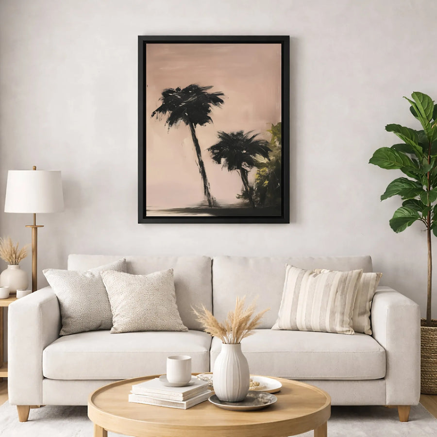 Abstract Palm Tree Canvas Art | Modern Minimalist Brushstroke Wall Decor | Premium 1.25-Inch Gallery Wrap | Sophisticated Home Office Gift