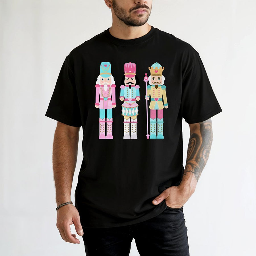 Nutcracker Christmas T-Shirt | Pastel Holiday Ballet Graphic Tee | Premium 100% Cotton Soft Apparel | Cute Festive Gift for Women and Nutcracker Lovers