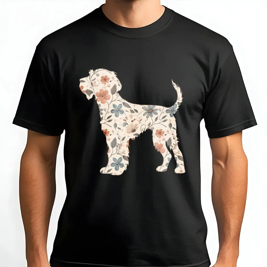 German Wirehaired Pointer T-Shirt | Floral Botanical Dog Art | Premium 100% Cotton Tee | Gift for Dog Mom and Pointer Lover