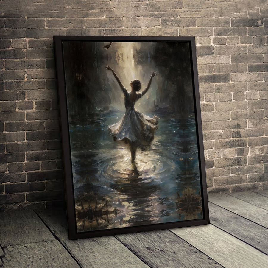 Ballerina Canvas Wall Art | Impressionist Dancer In Water Portrait | Gallery-Quality 1.25 Inch Frame | Elegant Home Decor Gift