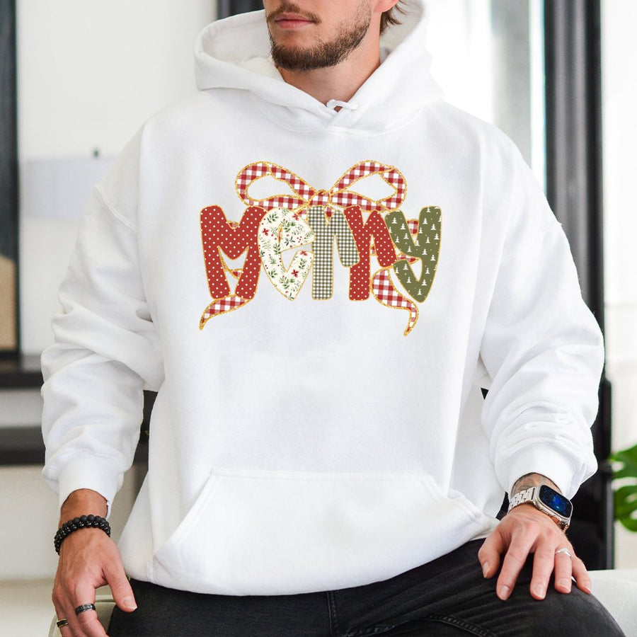 Merry Christmas Hoodie | Coquette Aesthetic Holiday Bow Design | Cotton-Poly Premium Blend | Cute Festive Gift for Women & Girls