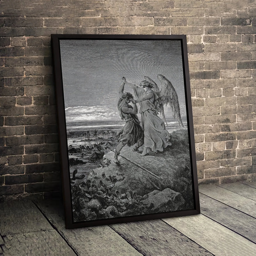 Gustave Dore The Angel and Balaam Canvas Print | Classic Biblical Engraving Wall Art | Premium Gallery-Wrapped 1.25" Profile | Religious Home Decor Gift