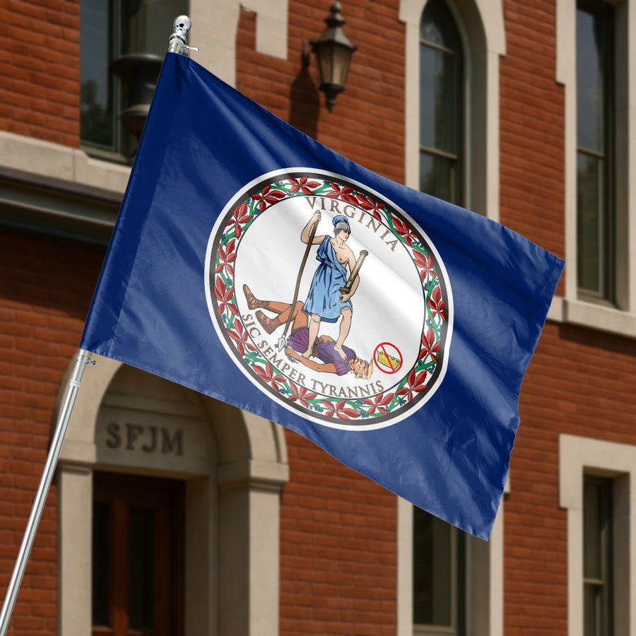 Virginia State Flag | Sic Semper Tyrannis Navy Blue Banner | UV-Resistant Premium Polyester | Outdoor Home & Garden Decor