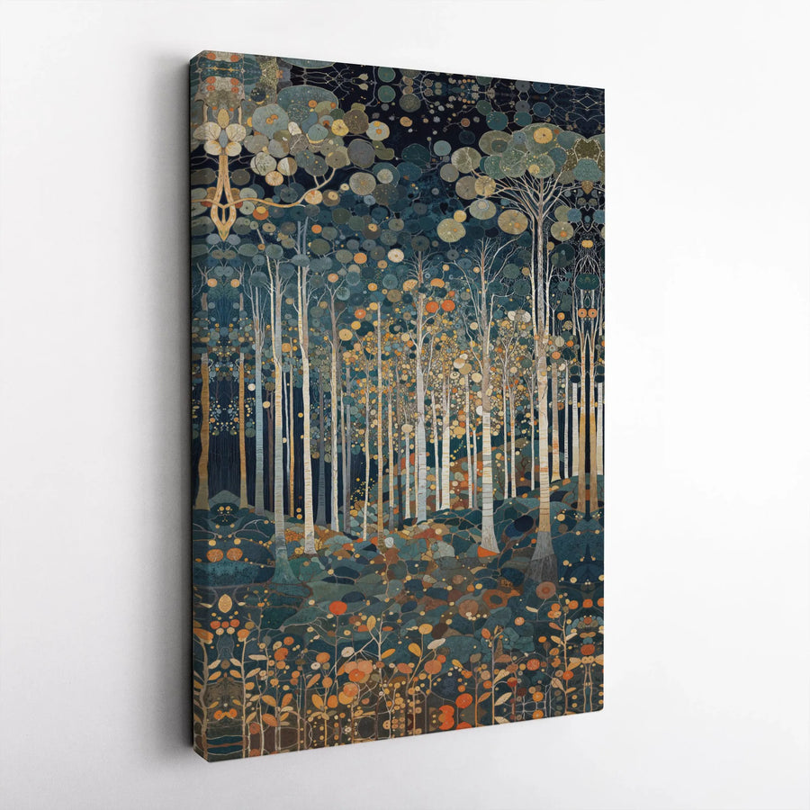 Abstract Forest Birch Tree Canvas | Modern Botanical Woodland Wall Art | 1.25 Inch Gallery Wrapped Print | Premium Home Decor Gift