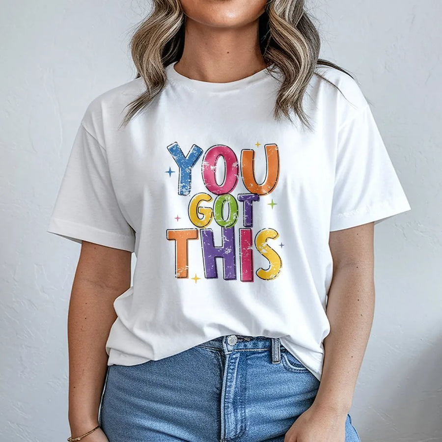 Retro Teacher T-Shirt | You Got This Positive Affirmation Graphic | Comfort Colors 100% Cotton | Gift for Elementary Teacher, First Day of School Outfit