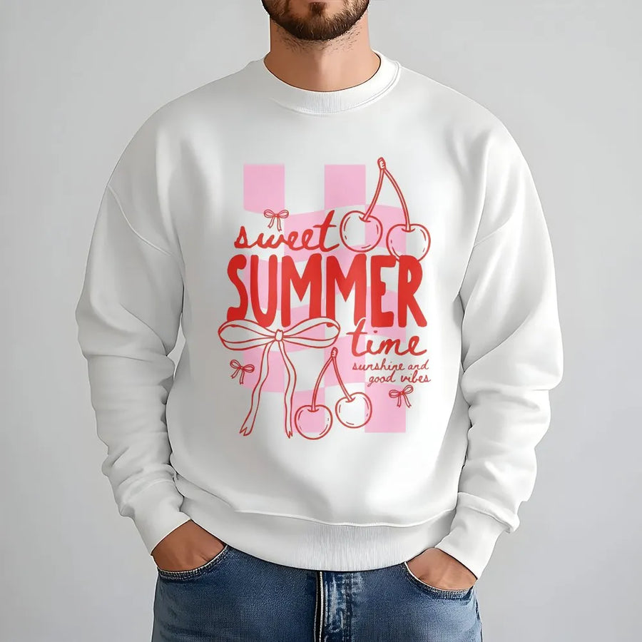 Coquette Cherry Sweatshirt | Sweet Summer Time Graphic Print | Premium Soft Blend | Aesthetic Vacation Gift for Her
