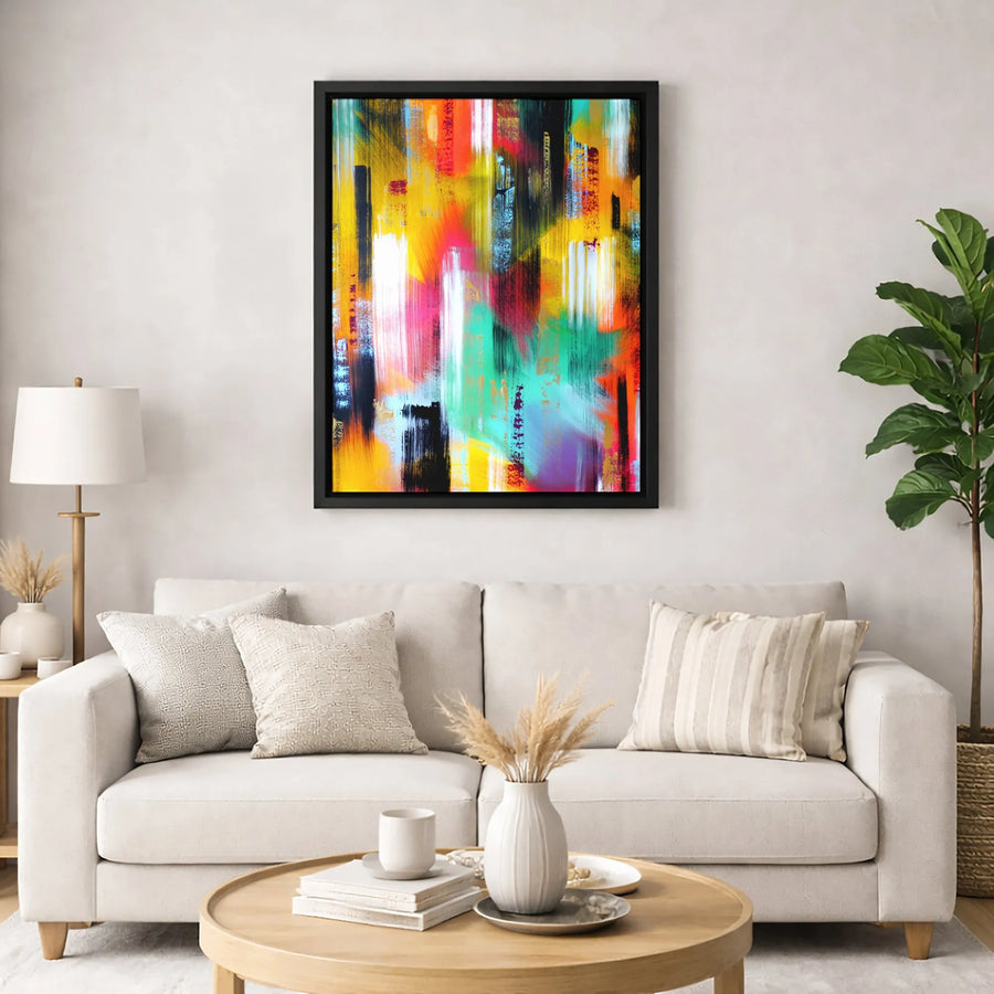 Colorful Abstract Canvas Art | Vertical Brushstroke Wall Decor | 1.25 Inch Gallery Wrap | Modern Statement Piece For Home And Office