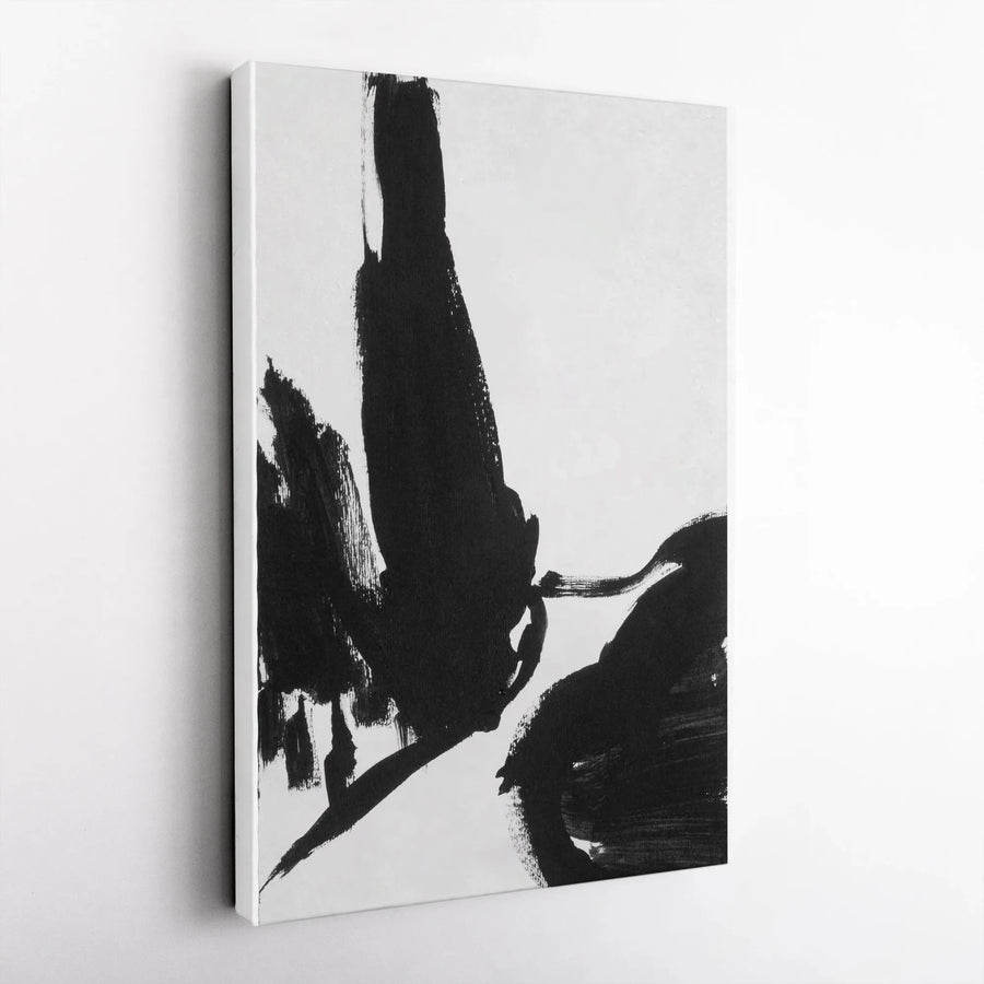Abstract Canvas Wall Art | Minimalist Black and White Brushstroke Painting | Premium 1.25" Thick Canvas | Modern Home & Office Decor Gift