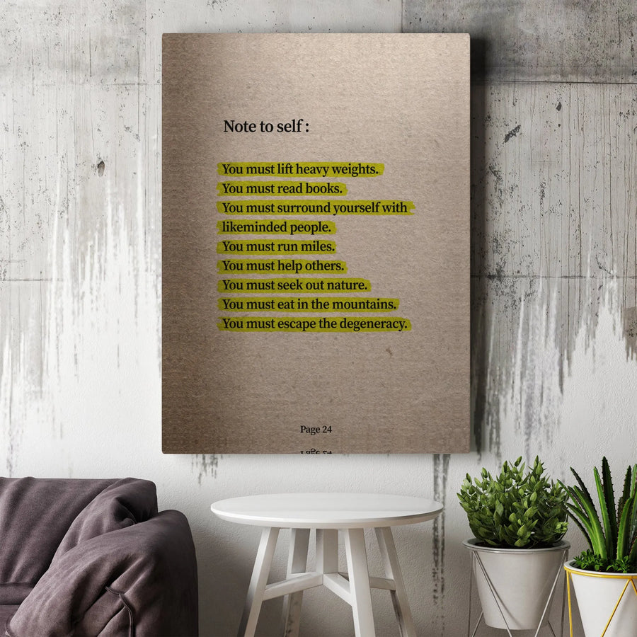 Note To Self Motivational Canvas | Minimalist Discipline Quote Wall Art | Premium Fade-Resistant Print | Gift For Fitness And Self-Improvement