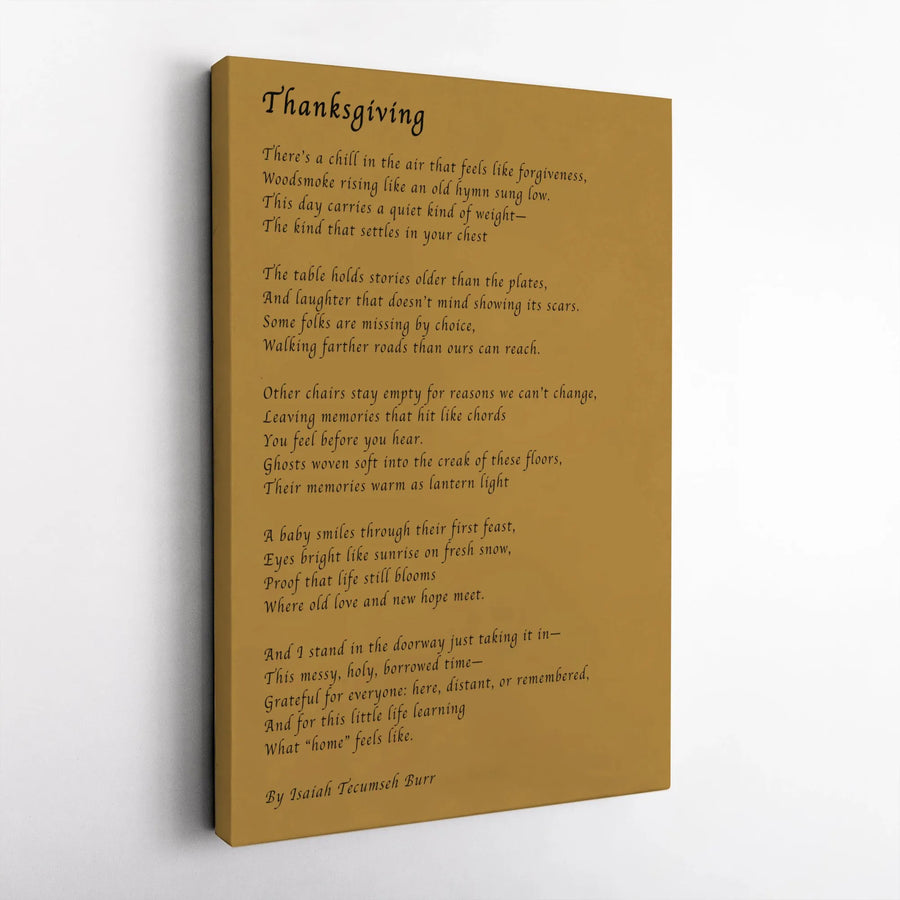 Thanksgiving Poem Wall Art | Autumn Home Decor | Premium Stretched Gallery Wrap Canvas | Meaningful Holiday Gift For Family