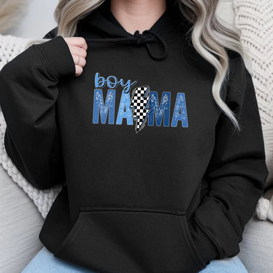 Boy Mama Shirt | Racing Theme Checkered Flag Graphic Tee | Premium Cotton | Mother's Day Gift for Mom of Boys