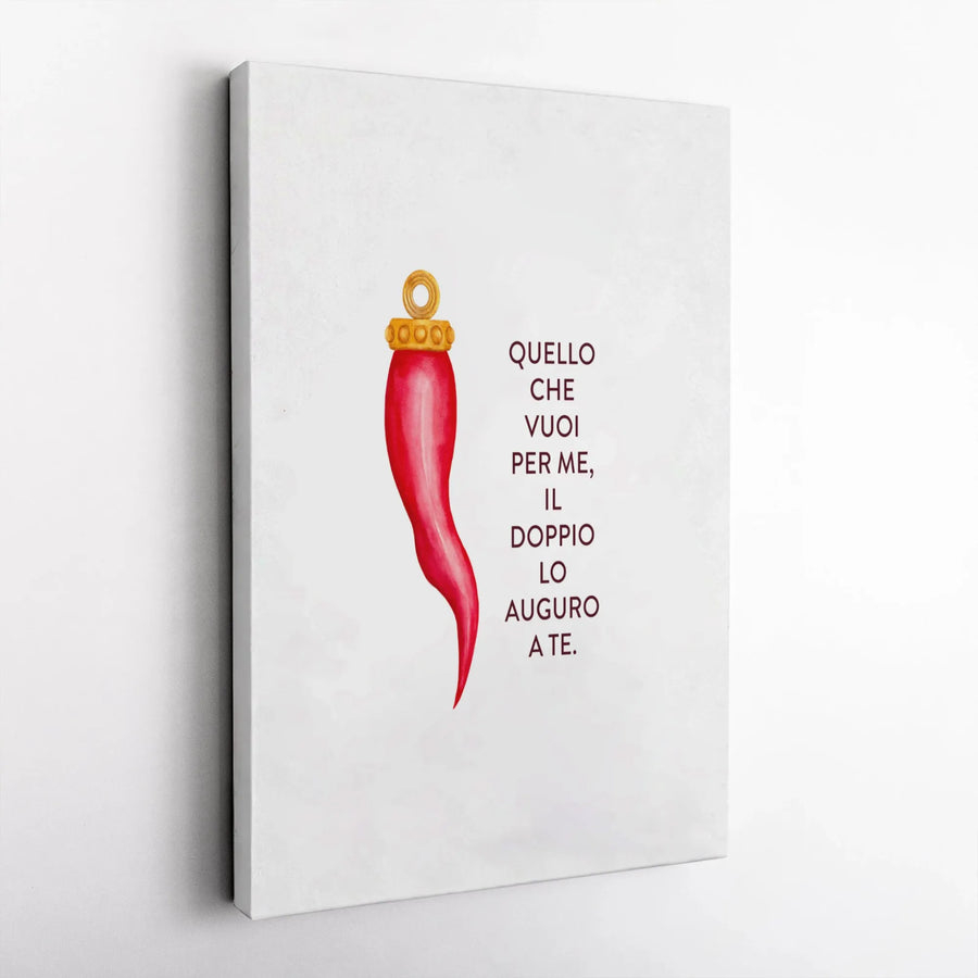 Italian Cornicello Canvas Wall Art | Lucky Red Horn Protection Print | Premium Gallery Wrap Decor | Italian Gift for Home or Office