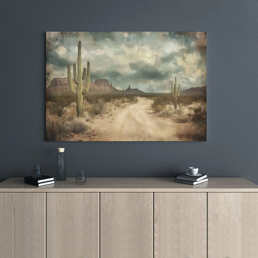 Arizona Desert Landscape Canvas | Saguaro Cactus Monument Valley Wall Art | 1.25" Gallery Wrap | Western Home Decor Gift