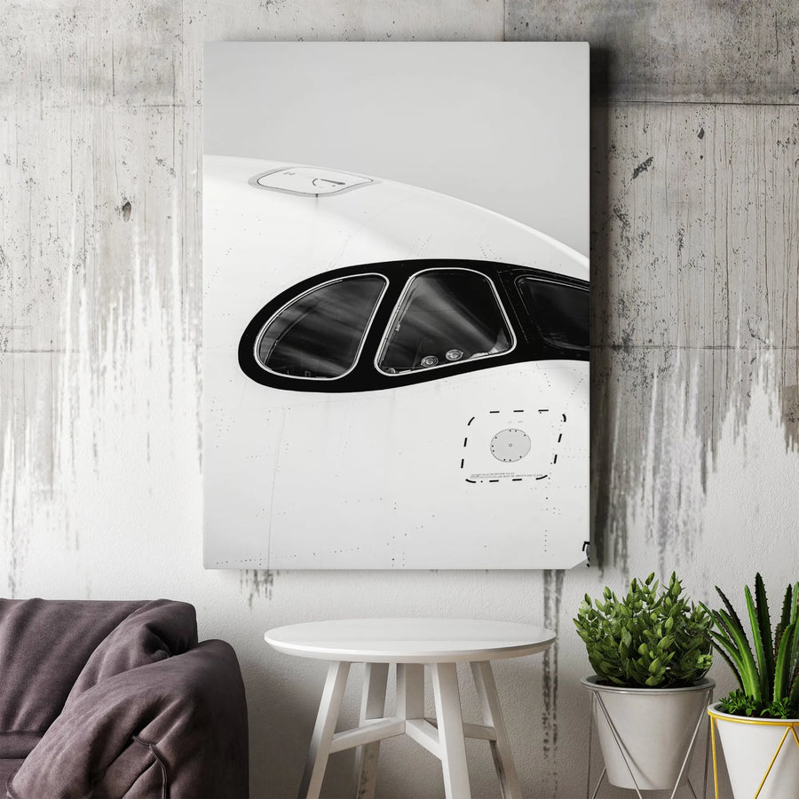 Airplane Cockpit Canvas Wall Art | Monochrome Aviation Photography | 1.25 Inch Gallery Wrap | Gift for Pilot and Travel Enthusiast