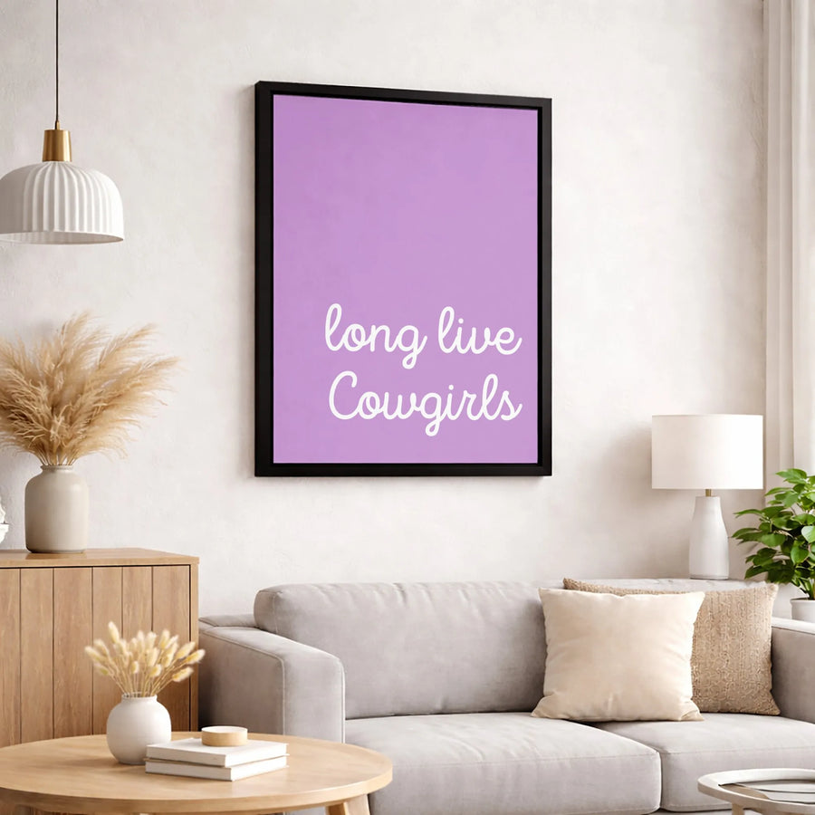 Long Live Cowgirls Canvas Wall Art | Western Aesthetic Minimalist Decor | Premium Gallery-Wrapped Print | Gift for Cowgirl and Western Style Enthusiasts