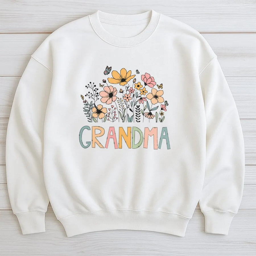 Wildflower Grandma Shirt | Retro Floral Graphic Tee | Soft Premium Cotton | Mother's Day Gift & Pregnancy Announcement for New Grandma