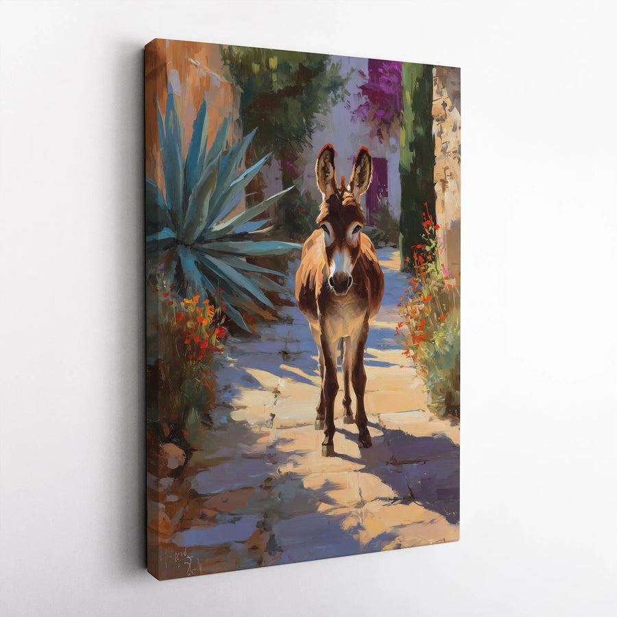 Donkey Canvas Wall Art | Impressionist Southwestern Scene Print | Premium 1.25" Thick Gallery Wrap | Collector's Gift for Rustic Farmhouse Decor