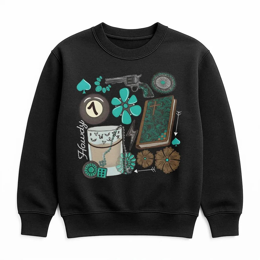 Western Cowgirl Sweatshirt | Boho Turquoise Cowboy Aesthetic | Premium Cotton Blend Crewneck | Country Music Festival Gift For Her