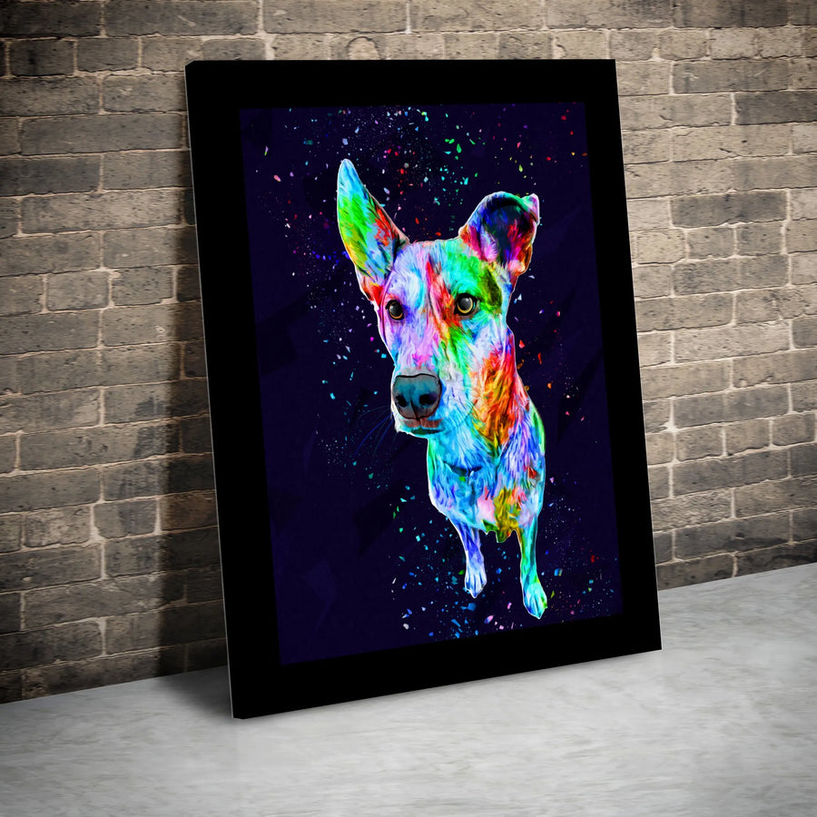 Colorful Abstract Dog Wall Art | Vibrant Rainbow Puppy Portrait | Premium Gallery-Wrapped Canvas | Modern Pet Decor Gift for Dog Lovers