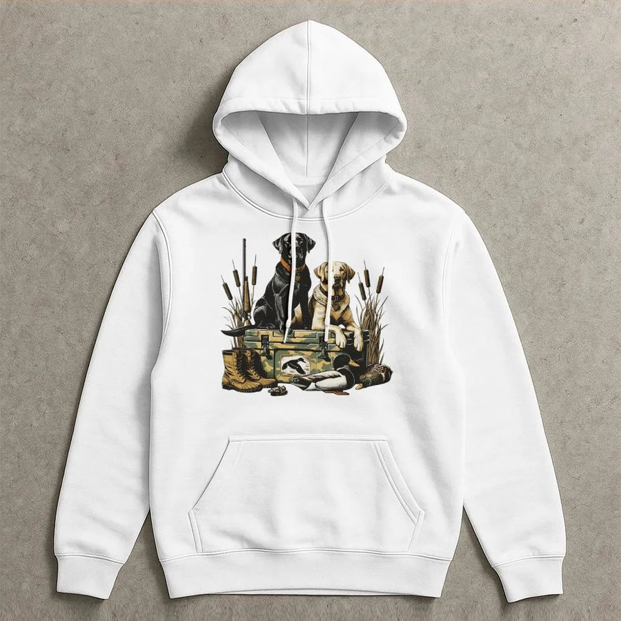 Duck Hunting Hoodie | Labrador Retriever Graphic Print | Premium Cotton-Polyester Blend | Gift for Waterfowl Hunters and Dog Lovers