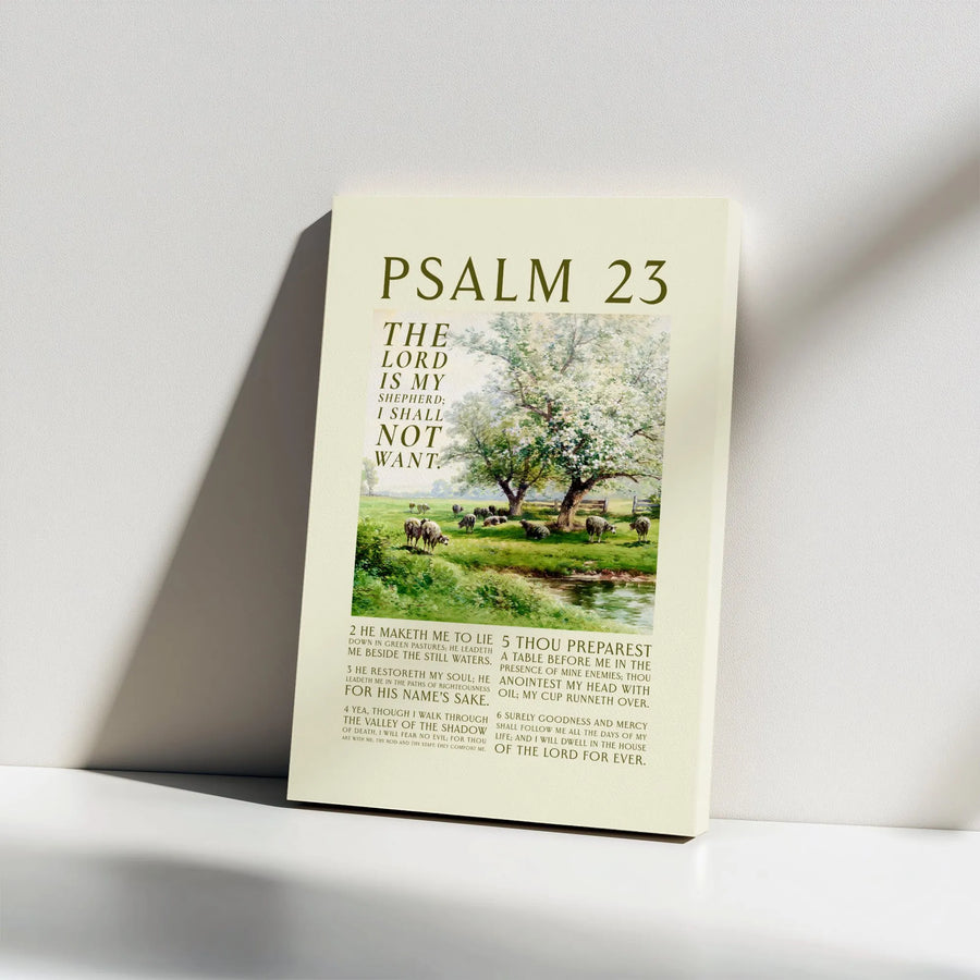 Psalm 23 Wall Art Canvas | The Lord Is My Shepherd Bible Verse Print | Premium Gallery Wrap Decor | Christian Home Gift For Believers