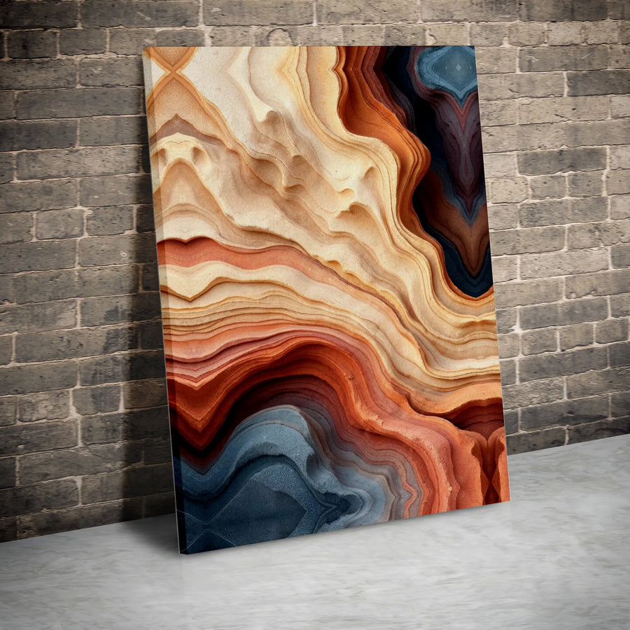 Abstract Sandstone Canvas Wall Art | Layered Geological Rock Formation Print | Premium Gallery Wrap Decor | Modern Office & Home Interior Gift