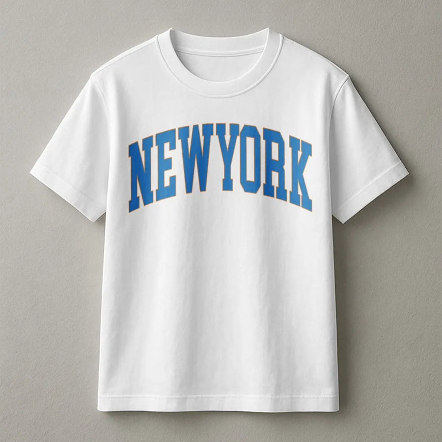 New York T-Shirt | Vintage Varsity Graphic with Retro College Font | Soft Cotton Tee | NYC Tourist & Souvenir Gift for Men and Women