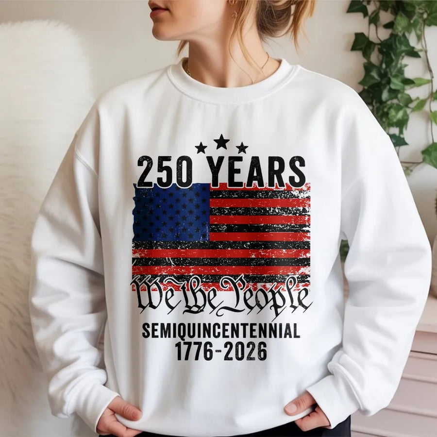 USA 250th Anniversary Sweatshirt | We The People Distressed Flag 1776-2026 | Premium Cotton Blend | Patriotic Collector's Gift for Men Women
