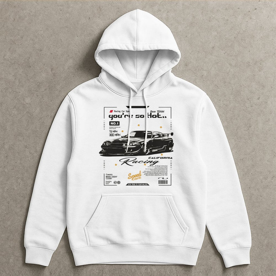 Racing Car Graphic Hoodie | Streetwear JDM Drift Design | Cotton Blend Premium Apparel | Gift for Car Enthusiast Tuner Gearhead