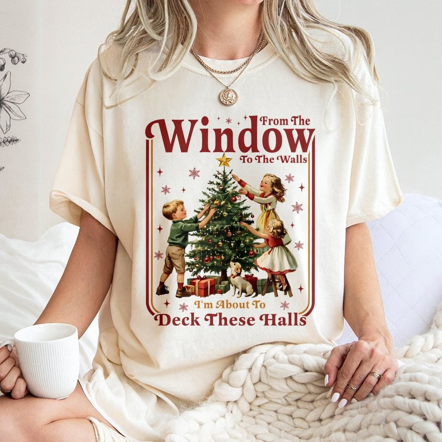Funny Christmas T-Shirt | Retro Holiday Deck These Halls Graphic | Premium Soft Cotton Tee | Humorous Xmas Gift For Family