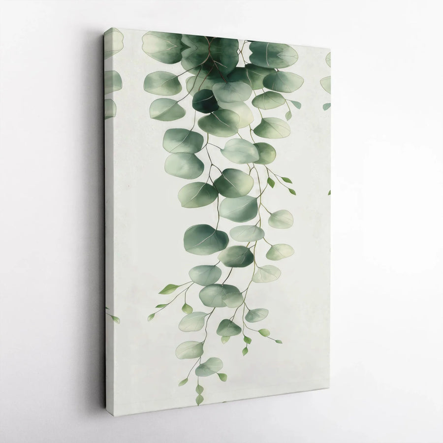 Eucalyptus Wall Art Canvas | Watercolor Botanical Hanging Leaves | Premium Fade-Resistant Gallery Wrap | Modern Farmhouse Home Decor Gift