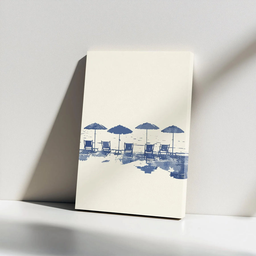 Beach Canvas Wall Art | Minimalist Coastal Watercolor Scene | Premium Gallery Wrap 1.25" Frame | Relaxing Ocean Decor for Living Room