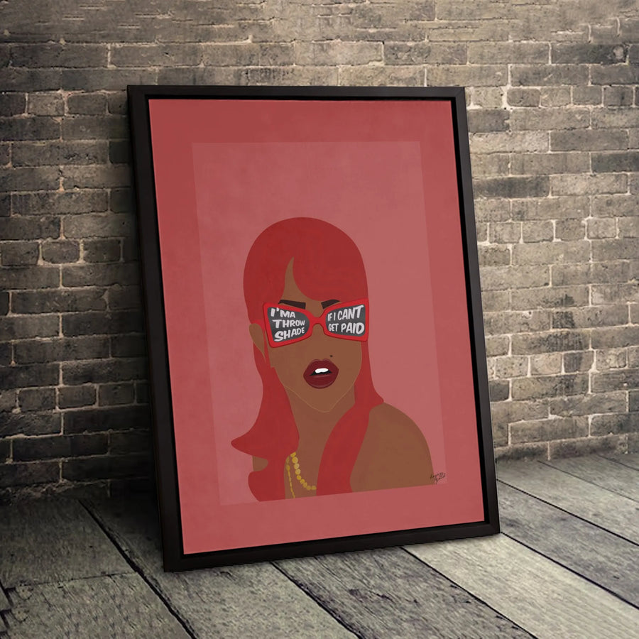 Sassy Woman Wall Art | I'ma Throw Shade If I Can't Get Paid Quote | Premium Gallery Wrapped Canvas Print | Bold Modern Home Decor Gift