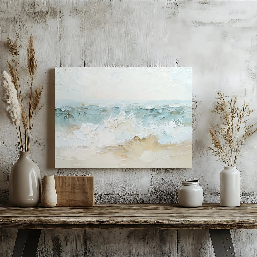 Coastal Canvas Wall Art | Abstract Textured Wave Design | Premium Gallery Wrapped Canvas | Modern Home Decor Gift
