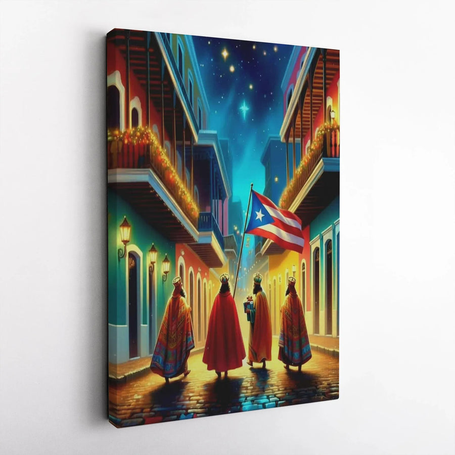 Three Kings Wall Art | Puerto Rican Reyes Magos Old San Juan Canvas | Premium Fade-Resistant Print | Cultural Holiday Home Decor Gift
