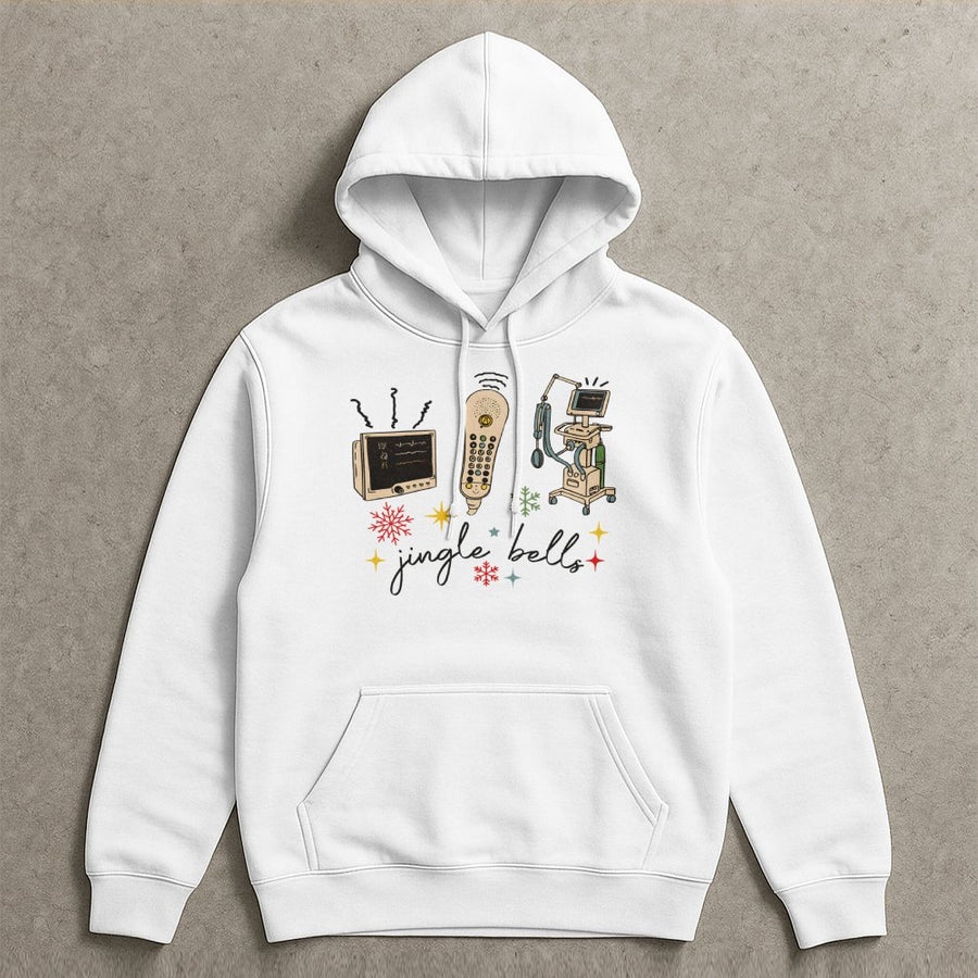 Nurse Christmas Hoodie | Jingle Bells Medical Monitor Design | Premium Cotton Blend | Funny Gift For RN CNA Nursing Students