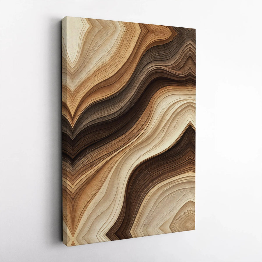 Abstract Wood Grain Canvas Wall Art | Modern Layered Earth Tones Design | Premium 1.25" Thick Gallery Wrap | Minimalist Home & Office Decor Gift