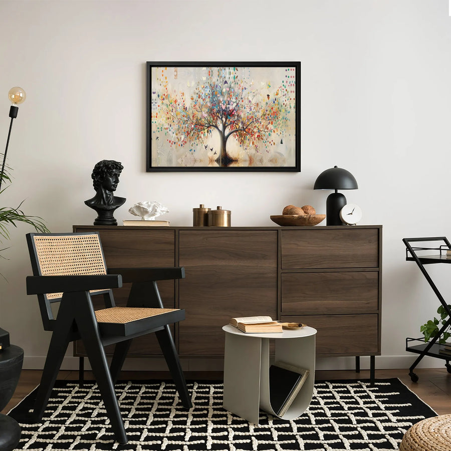 Abstract Tree of Life Canvas Print | Colorful Butterfly Leaves and Birds Art | Gallery Wrapped 1.25" Profile | Modern Nature Wall Decor Gift