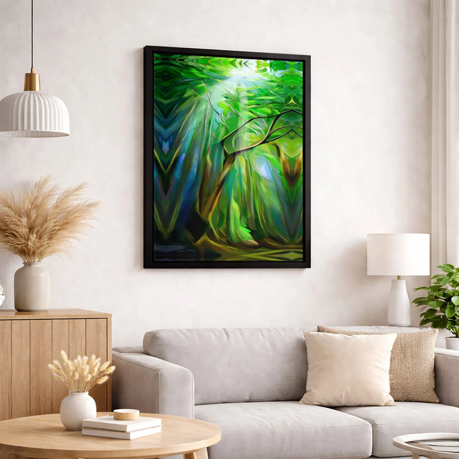 Forest Canvas Wall Art | Vibrant Sun Rays Nature Print | 1.25 Inch Gallery Wrap | Modern Home Decor Gift