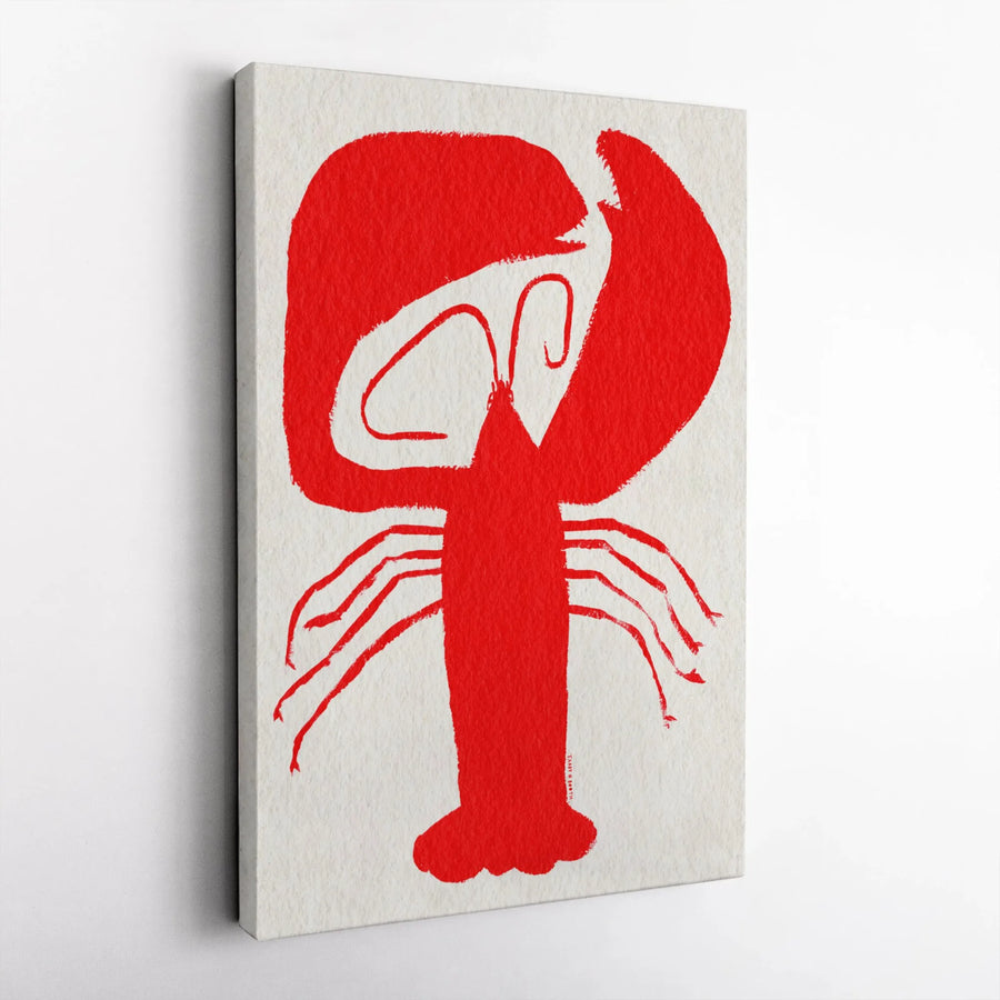 Red Lobster Canvas Wall Art | Minimalist Coastal Graphic Print | Premium Gallery Wrap 1.25" Profile | Modern Beach House Decor Gift