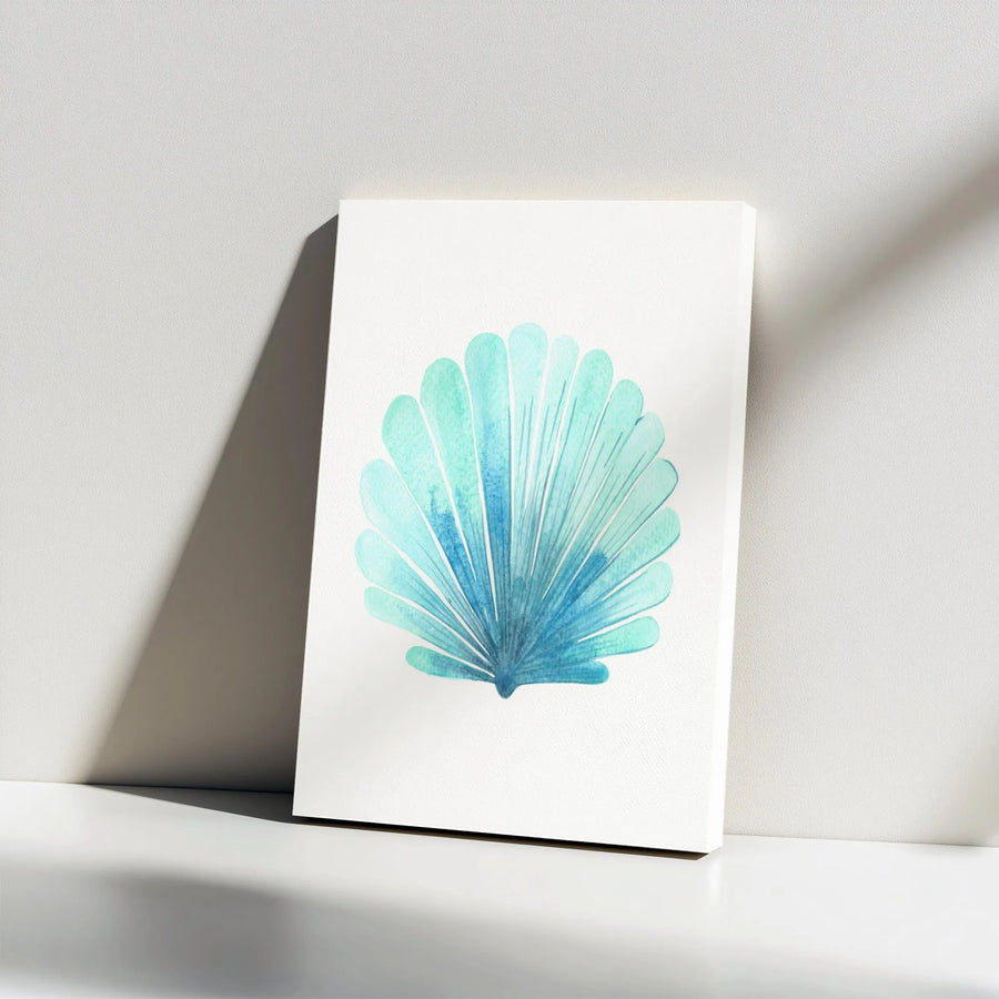 Watercolor Seashell Canvas Wall Art | Minimalist Coastal Painting | Premium Gallery Wrap Print | Beach House & Bathroom Decor Gift