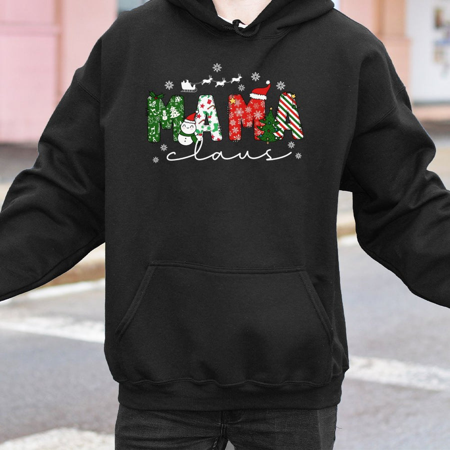 Mama Claus Christmas Hoodie | Festive Holiday Lettering Graphic | Soft Cotton-Blend Premium Quality | Cozy Gift for Mom & Women