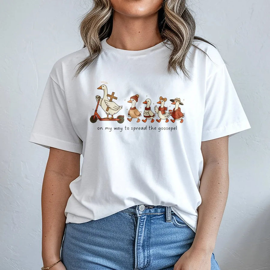 Goosepel T-Shirt | Funny Christian Goose Graphic | 100% Cotton Premium Tee | Faith Based Gift for Men and Women